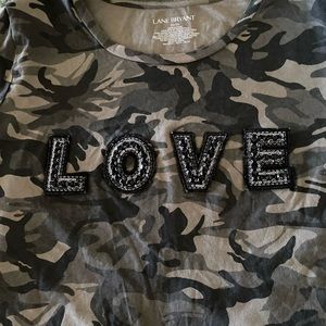 Lane Bryant camo shirt with sequins and beads 22/24